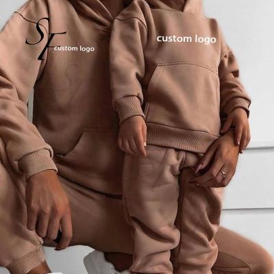 China Sheer Breathable Pocket Casual Style Hoodie Pants Mommy And Me Sets Clothes Matching Mother And Daughter Outfits for sale