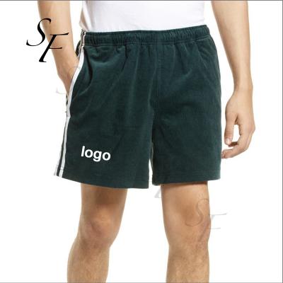 China Custom Made Simple Corduroy Male Basketball Stripe Gym Workout White Summer Men Anti-wrinkle Logo Shorts for sale