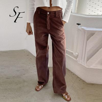 China Y2K custom wide leg Anti-wrinkle logo loose stretch cotton waist retro high street wear corduroy casual pants pants for women for sale