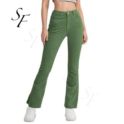 China High Quality Regular Casual Flare High Quality Regular Casual High Quality Anti-Wrinkle Fashion Logo Corduroy Pants For Women for sale