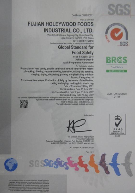 BRC - Fujian Holeywood Foods Industrial Co., Ltd.