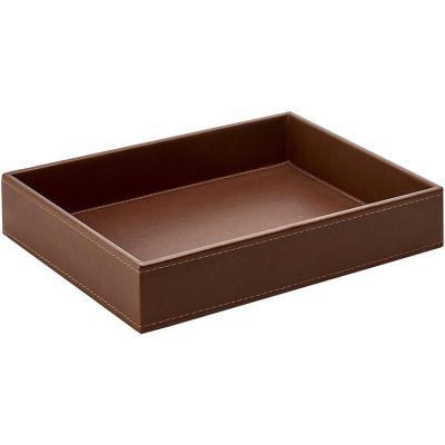 China Sustainable Decor Trends Leather PU Valet Tray Decorative Desktop Storage Organizer Tray For Change for sale