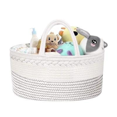 China Eco-friendly Luxury Small Baby Diaper Caddy Organizer Rope Nursery Storage Bin for Boys and Girls for sale