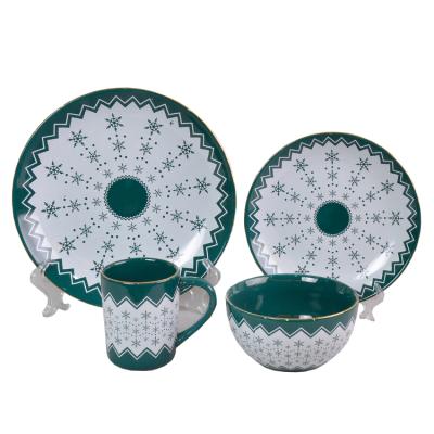 China 2021 Viable Wholesale Dinnerware Porcelain Set Of 4 Pcs Christmas Ceramic Dinnerware Set for sale