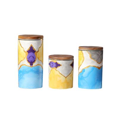 China Ceramic Canister Ink Jar Storage Freshness Food Style Food Paint Cans with Airtight Seal Lid for sale