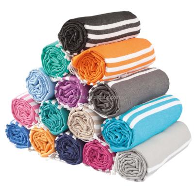 China Beacn Viable Turkish Towel Cotton Peshtemal Double Side Printing Beach Towels for sale