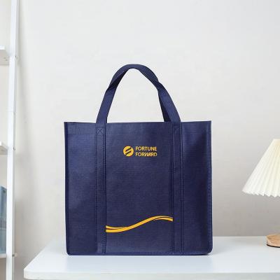 China Folding Promotional Custom Logo Printed Extra-Wide Non Woven Bag Reusable Grocery Shopping Bag Fabric Carry Bag for sale