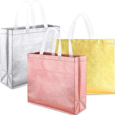 China Custom Logo Eco - Friendly Eco Friendly High Quality Recycle Reusable PP Laminated Iridescent Non Woven Christmas Gift Shopping Bag For Grocery for sale