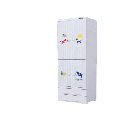 China Expandable high-grade simple plastic baby clothing locker cartoon assembled children's wardrobe plastic children's wardrobe for sale