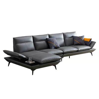 China Light Living Room Furniture Combination Durable Genuine Leather Luxury Modern Single Sofa for sale