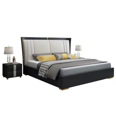 China Double Head Bed Bedroom Furniture Simple Modern Leather Beds Durable Luxury Leather Postmodern Beds for sale