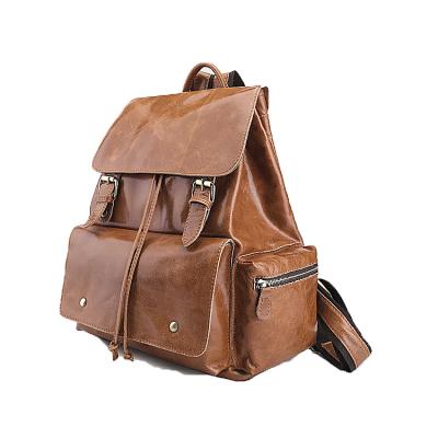 China Fashion anti-theft ladies black leather backpacks for women whip genuine leather backpack for men outdoor used unisex leather mochila for sale