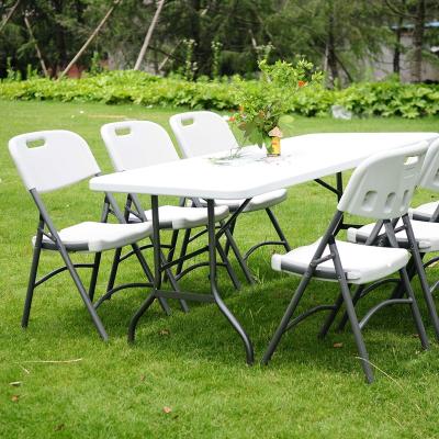 China Foldable Table Chairs Event Set Custom Plastic Rectangle Picnic Camping Foldable Dining Table From China for sale