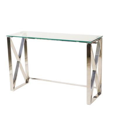 China X Stable Modern Tempered Glass Metal Wall Leg European Sofa Side Console Coffee Table for sale