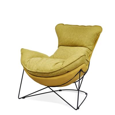 China Comfortable yellow fabric poltronas leg design newcomer living room leisure easy chair soft scandinavian modernas material for sale