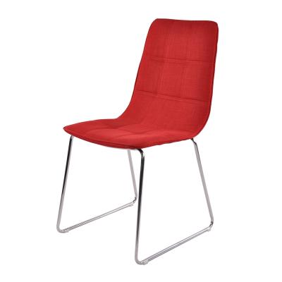 China Stable New Design Cheap Modern Red Fabric Front PU Back Dining Chair for sale