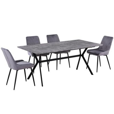 China Stable Luxury Modern Furniture 4 Seats Fabric Chair Dining Table And Chair Set for sale