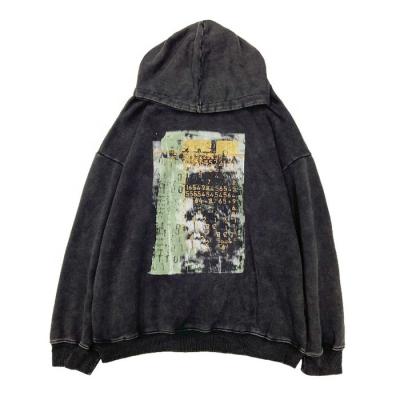 China Finch Garment Wholesale Vintage Hoodies Unisex Oversized Anti-wrinkle Custom Washed Print Black Graphic Hoodies for sale