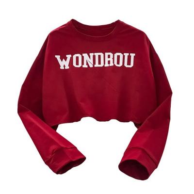 China Anti-Wrinkle Finch Garment Crewneck Long Sleeve Crop Top Custom Sweatshirt Print Logo Sweatshirt Long Sleeve Women Cropped Sweatshirts for sale