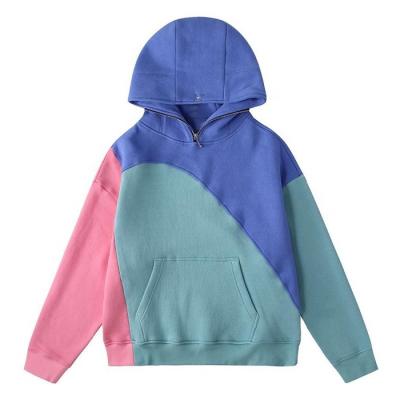 China Wholesale Patchwork Multi Color Hoodie Finch Garment Manufacturer Custom Men's Color Block Split Pullover Hoodies for sale