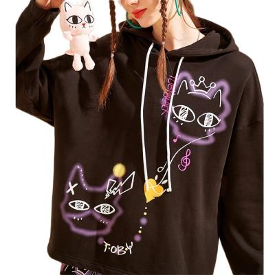 China high quality Finch Garment 2022 Anti-wrinkle cat print drawstring pullover cotton tracker animal hoodie set unisex hooded sweatshirt for sale