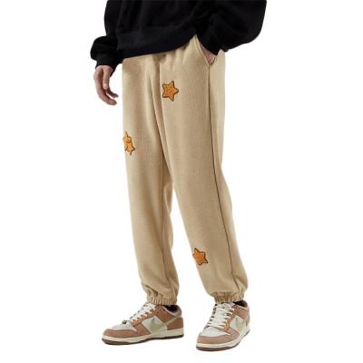 China Custom Embroidery Trousers Anti-Wrinkle Waffle Plain Finch Garment Tracksuit Chenille Leg Joggers Mens Straight Sweatpants for sale