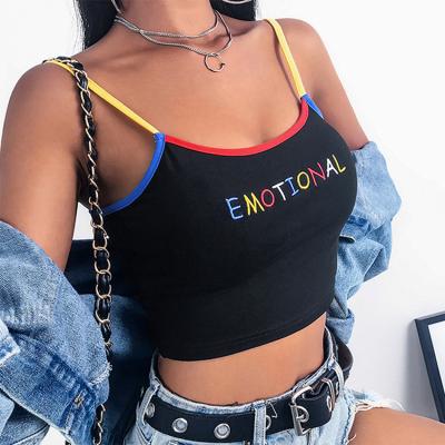 China Fashionable custom embroidered anti-pilling crop tops famale cropped women stitch crop tops for sale