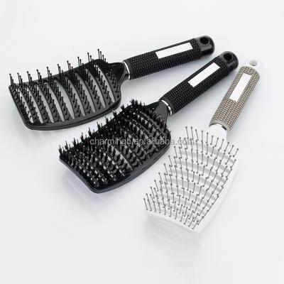 China Waterproof Nylon Bristle Hair Brush Comb Hair Scalp Massager Curly Detangle Hair Brush For Salon Hair Styling Tools for sale