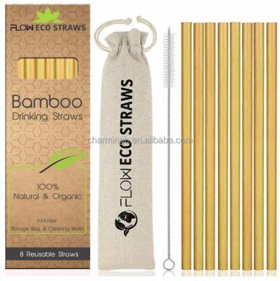 China Eco-Friendly Drinking Straw Gold Bamboo Drinking Degradable Funny Bamboo Straw for sale