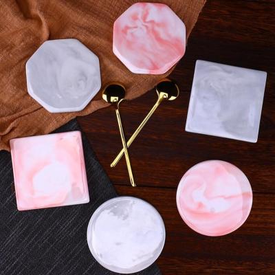 China New Arrival Round Heat Insulation Square Irregular Coaster Table Ceramic Marble Place Mat for sale