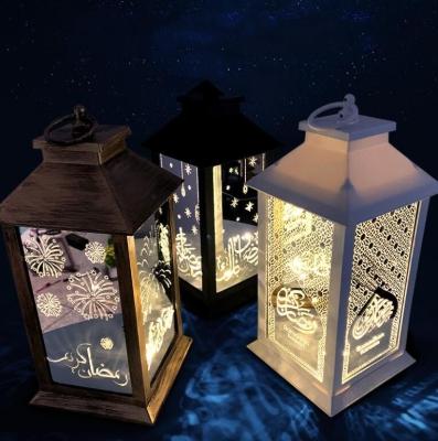 China Antique Black Eid Mubarak Ramadan Eid Lamp Lantern New Durable 2022 Plastic Glass for sale