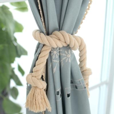 China Best Price Eco-friendly Cotton Home Decor Jute Rope Tassel Curtain Tiebacks for sale