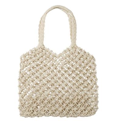 China Eco-friendly 100% Cotton Straw Bag Paper Straw Beach Bag Crochet Straw Handbags for sale