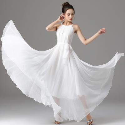 China 2021 Simple Design Breathable Eco-Friendly Popular Beach New Arrival Maxi Dress Women Elegant White Causal Long Dress for sale