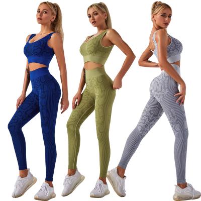 China Breathable Warm Snakeskin 2 Pieces Tracksuit Workout Sets Seamless High Waist Leggings And Jogging Stretch Sports Bra Yoga Activewear for sale