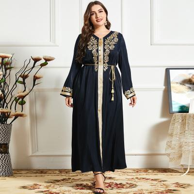 China Modest Muslimah Styling Ramadan Eid Black Jacquard Maxi Dress For Women Plus Size Vintage Oman Kuwait Ethnic Embroidered Muslim Moroccan Arabic Long Dress New for sale