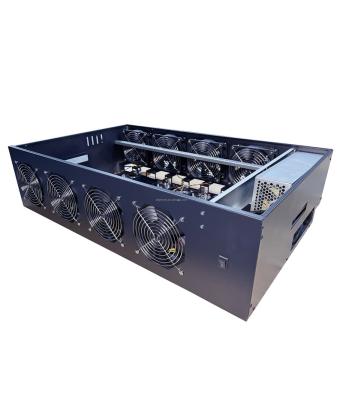 China Fan Ridding Case Wholesale 70mm Frame 8GPU With Fan 8 With Power Supply Computer Server Chassis Video Card Graphics Card Cooling Rack for sale