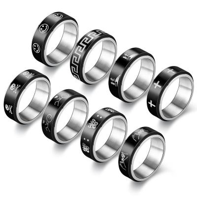 China Free Shipping Punk 2022 New Stainless Steel Stabilizing Annealing Rotating Worry Ring For Women Men Jewelry for sale