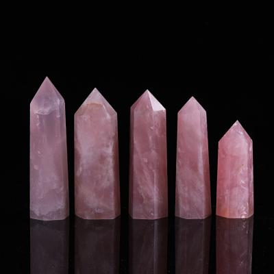 China High Quality Europe Rose Quartz Pillar for Fengshui Crystal Healing for sale