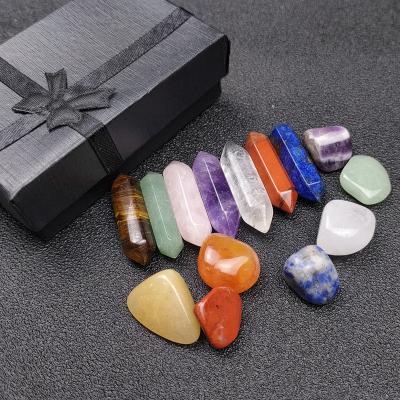 China Europe spiritual meditation products healing crystals 7 point chakra tumbeld box stone set for sale