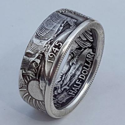 China Mens 1945 Vintage Bling Jewelry Handmade Silver Rings Trendy America Hip Hop Punk Men Ring for sale