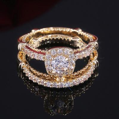 China Squillare FASHIONABLE Brand Cute White Round Engagement Vintage Crystal Wedding Rings Female Bridal Set for sale