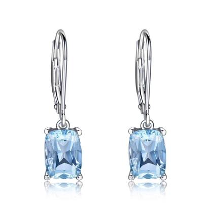 China Beautiful FASHIONABLE Orecchino Bling Heater Cut Light Blue Zircon Drop Girls Romantic Lady Pure Earrings Women for sale