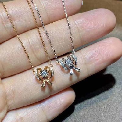 China Gold Silver Diamond Lovely Fashionable Necklace Women Holow Arc Zircon Bling Romantic Unique Pendant for sale