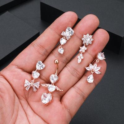 China Trendy Piercing Jewelry Stylish Belly Button Ring Tender Crystal Navel 316l Stainless Steel Surgical Body Piercing Jewelry Sex for sale