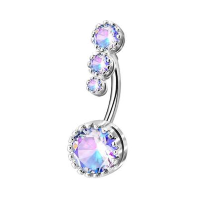 China FASHIONABLE Hip Hop Joyeria Diamond Stainless Steel CZ Belly Chain Belly Rings Bling Body Piercing Jewelry for sale