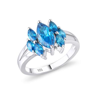 China Fashion Couples Jewelry High Quality Luxury Blue CZ 925 Sterling Silver Engagement Ring for sale