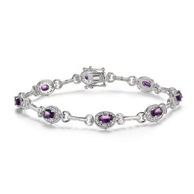 China Direct Selling Natural Amethyst Fashion High Quality CLASSIC 925 Sterling Silver Crystal Jewelry Bracelet for sale