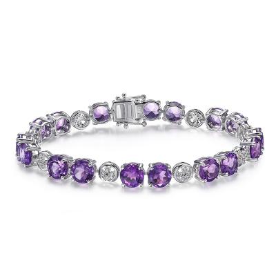 China Wholesale Cute Natural Amethyst Women's Bracelet Luxury Classic Charm 925 Sterling Silver Wedding Bracelet for sale