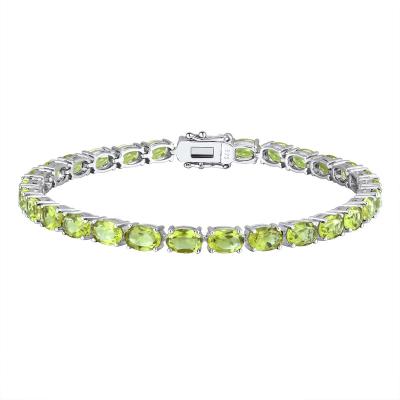 China Fashion jewelry hanemade women's natural Peridot gem 925 Sterling Silver tennis bracelets for sale